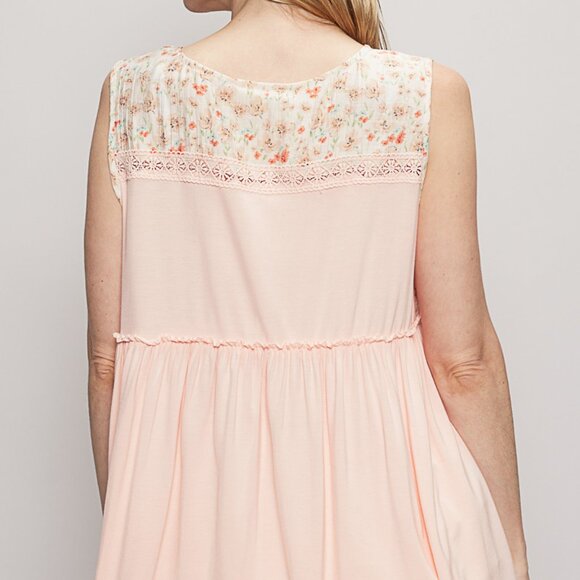 POL Soft Pink Whimsical Floral Lace Jersey Top - Picture 5 of 5